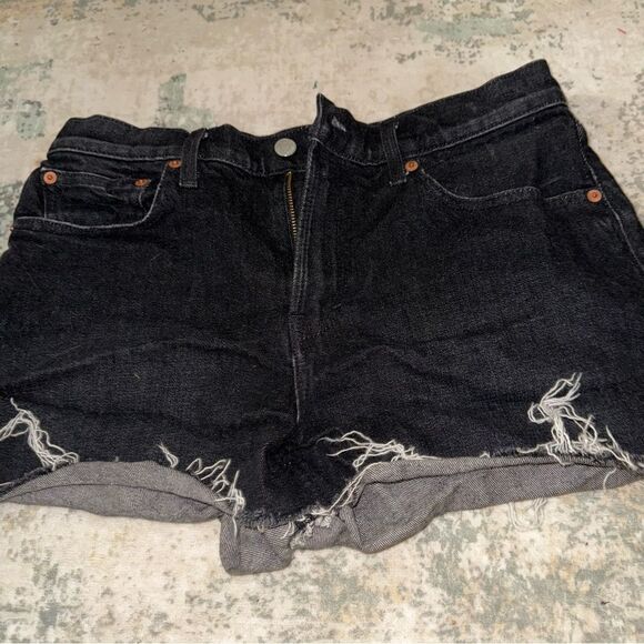 Lucky Brand Black Jean Shorts with Frayed Hem - Picture 1 of 8